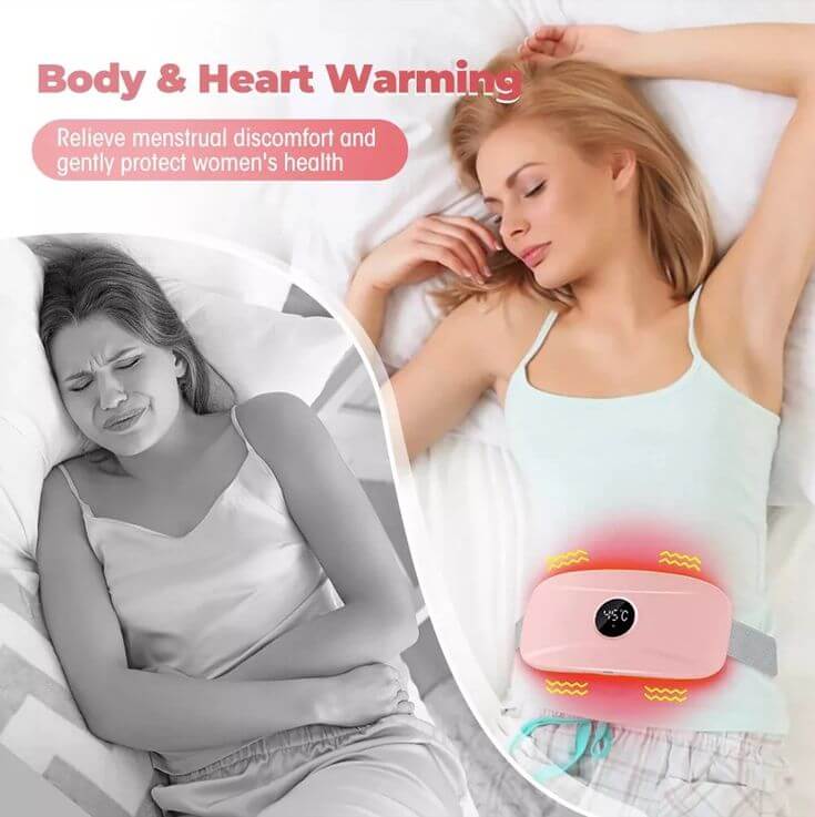 Period Cramp Relief Heating Pad Belt for Women – Rechargeable, Adjustable, Fast Pain Relief with Massage & Heat Therapy